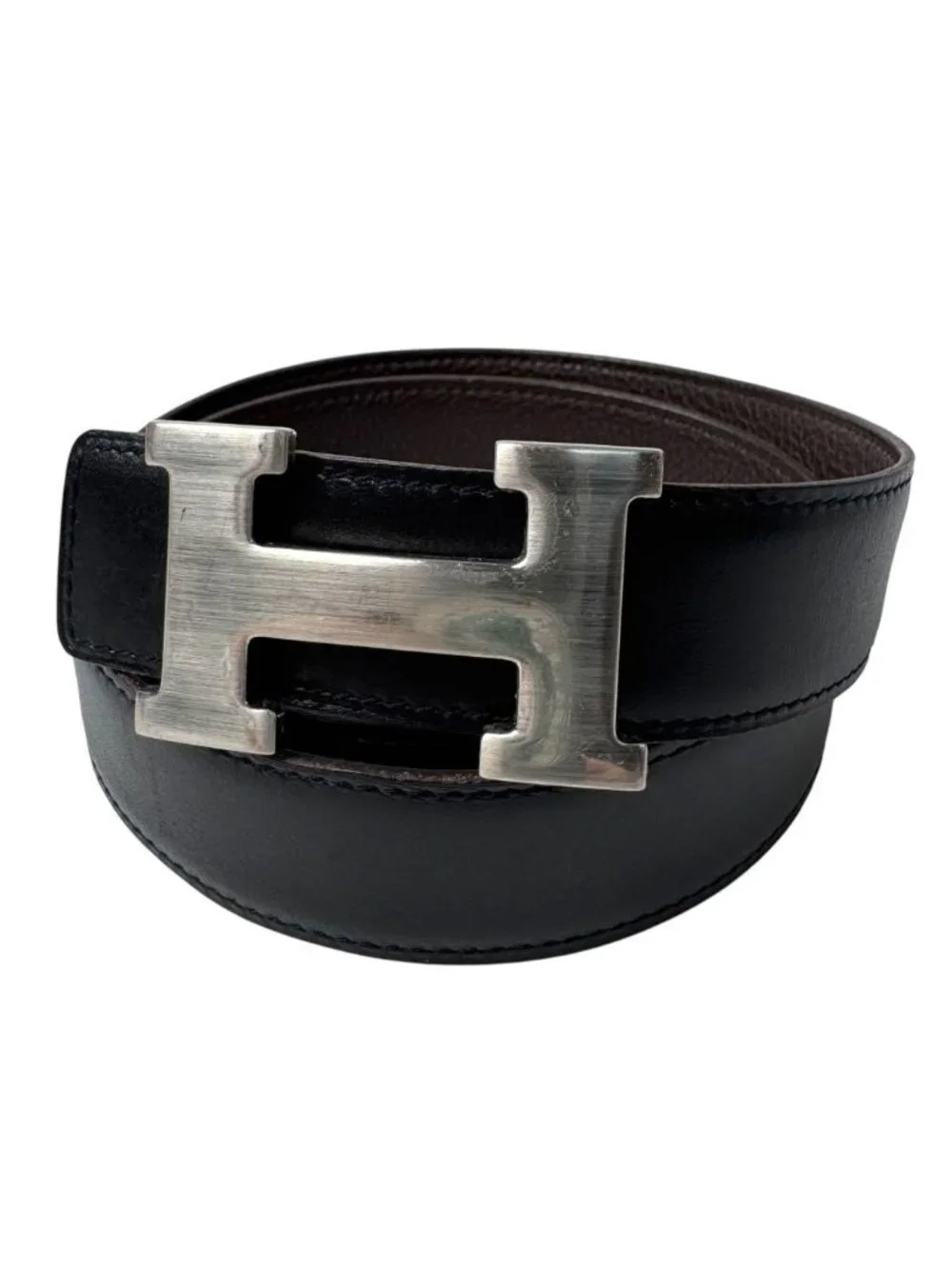 Hermes Constance H Belt Black Brown